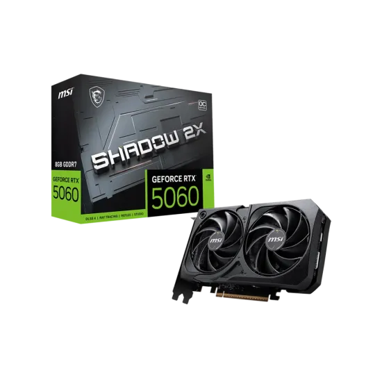 Видеокарта MSI GeForce RTX 5060 SHADOW 2X OC 8G  [PCIe 5.0, GPU 2280 МГц, 8 ГБ GDDR7, 128 бит, 3 x DisplayPort, HDMI]
